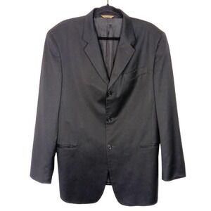 Donna Karan Signature Blazer Jacket Mens 44 Black Wool 3 Button Made In Italy
